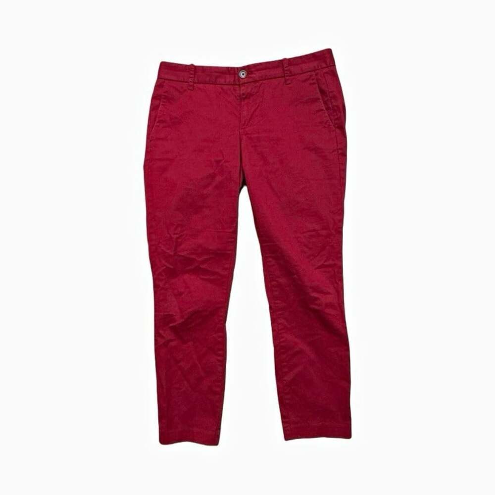 J.Crew Frankie Pants Women Size 8 Red Cropped Chino Stretch Cotton Ankle